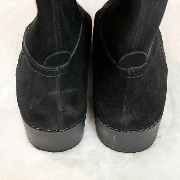 LUCKY BRAND Lefara Suede Black Slouch Ankle Bootie Boot 7 37.5 Western Leather - Picture 5 of 9